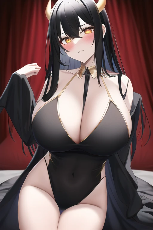 [NovelAI] Straight hair Self-massage of breasts Devil [Illustration]